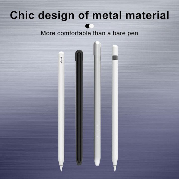 Metal Matte Non-slip Stylus Pen Protective Case for Apple Pencil 2 (Black)