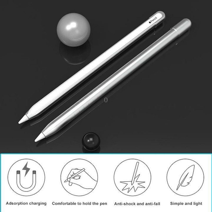 Metal Matte Non-slip Stylus Pen Protective Case for Apple Pencil 1 (Black)
