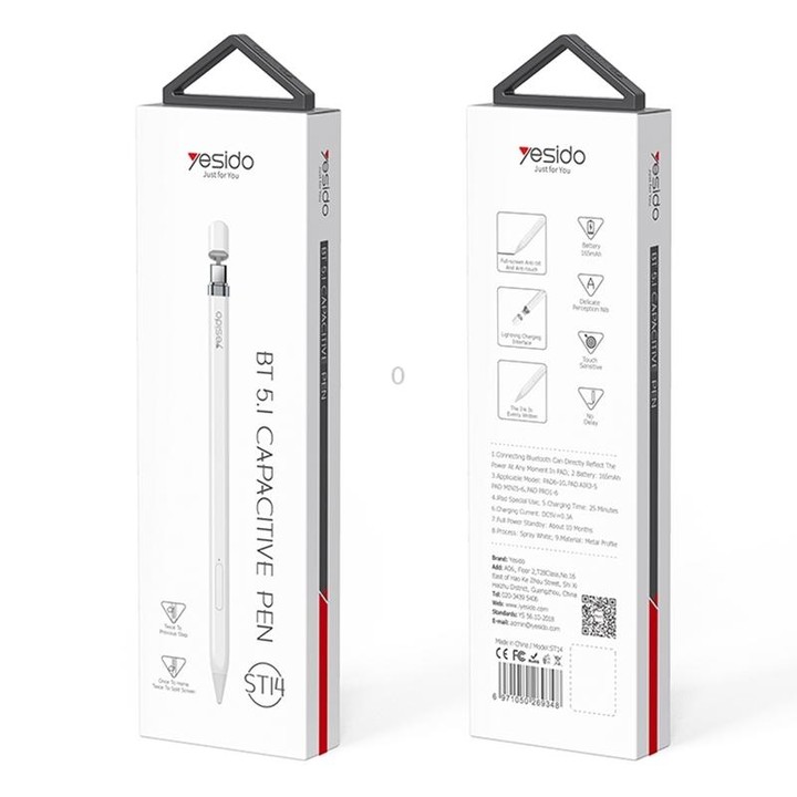 Yesido ST14 USB-C / Type-C Interface Multi-function Bluetooth Wireless Stylus Pen Capacitive Pencil for iPad (White)