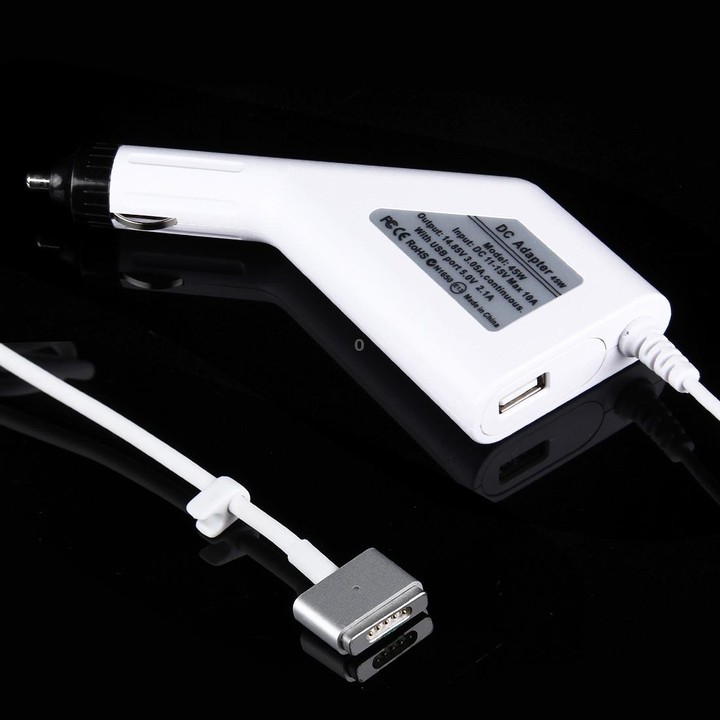 45W 14.85V 3.05A 5 Pin T Style MagSafe 2 Car Charger with 1 USB Port for Apple Macbook A1466 / A1436 / A1465 / A1435 / MD224 / M