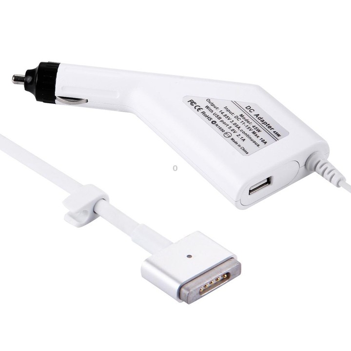 45W 14.85V 3.05A 5 Pin T Style MagSafe 2 Car Charger with 1 USB Port for Apple Macbook A1466 / A1436 / A1465 / A1435 / MD224 / M