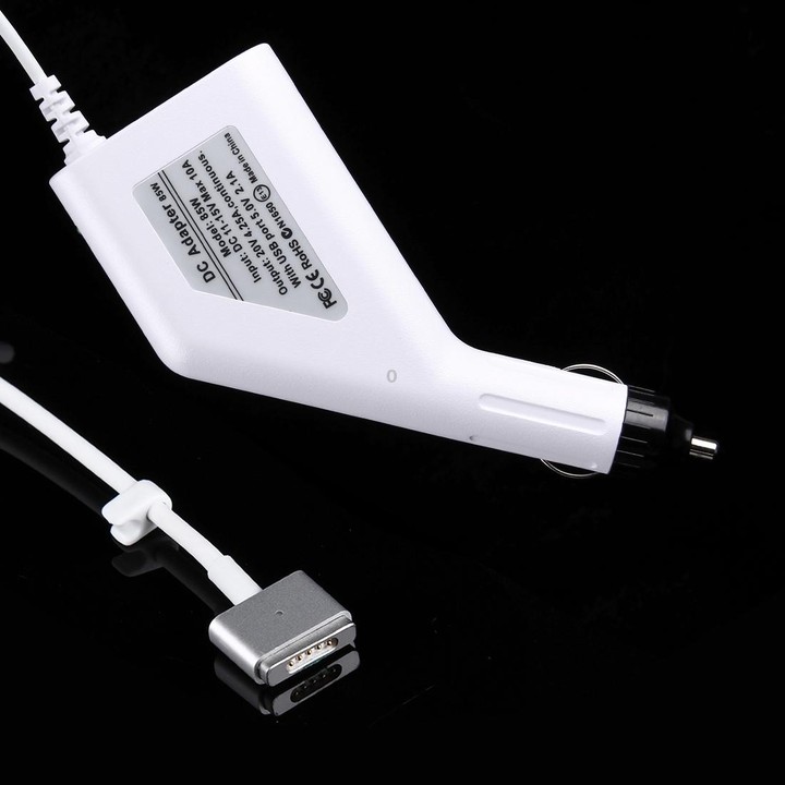 85W 20V 4.25A 5 Pin T Style MagSafe 2 Car Charger with 1 USB Port for Apple Macbook A1398 / A1424 / MC975 / MC976 / ME664 / ME66
