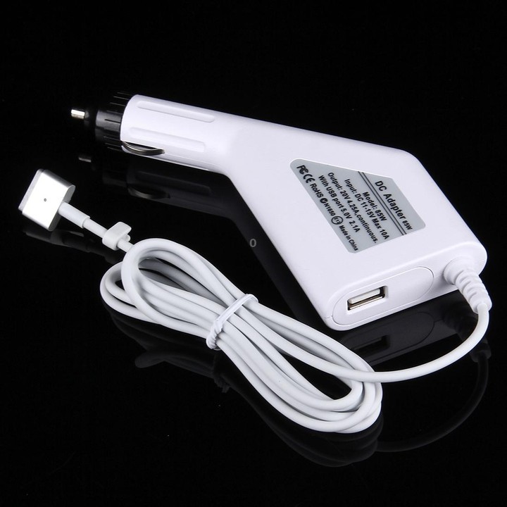 85W 20V 4.25A 5 Pin T Style MagSafe 2 Car Charger with 1 USB Port for Apple Macbook A1398 / A1424 / MC975 / MC976 / ME664 / ME66