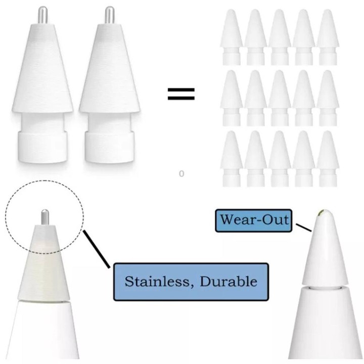 M3 Long Metal Pen Tip for Apple Pencil 1 / 2(White)