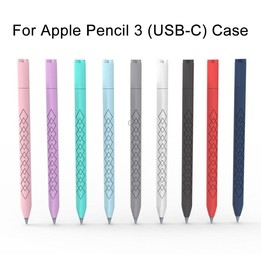 For Apple Pencil (USB-C) Diamond Pattern Silicone Stylus Pen Protective Case (Mint Green)