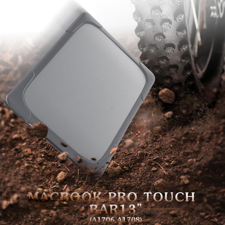 For Macbook Pro 13.3 inch (A1708) & with Touchbar (A1706) Laptop TPU + PC Folding Shockproof Protective Case with Holder(Grey)
