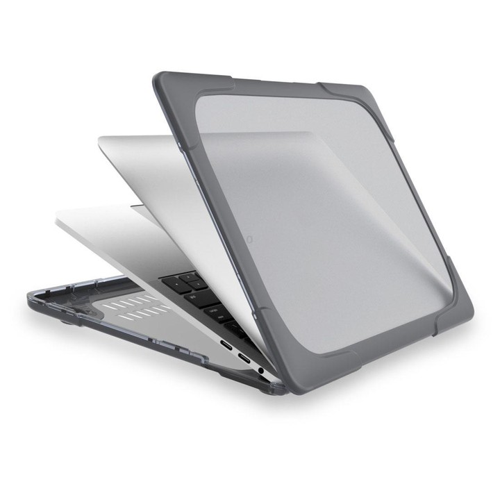 For Macbook Pro 13.3 inch (A1708) & with Touchbar (A1706) Laptop TPU + PC Folding Shockproof Protective Case with Holder(Grey)