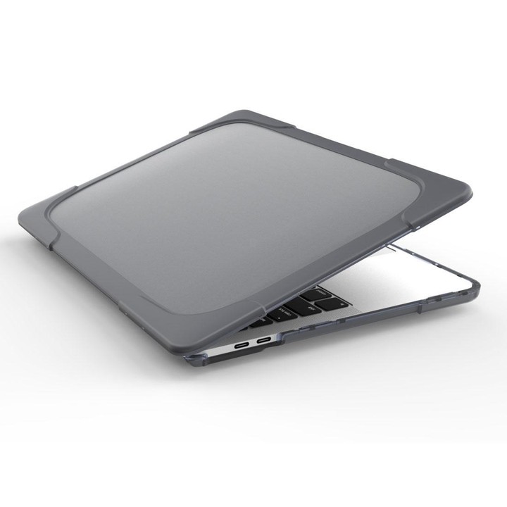 For Macbook Pro 13.3 inch (A1708) & with Touchbar (A1706) Laptop TPU + PC Folding Shockproof Protective Case with Holder(Grey)