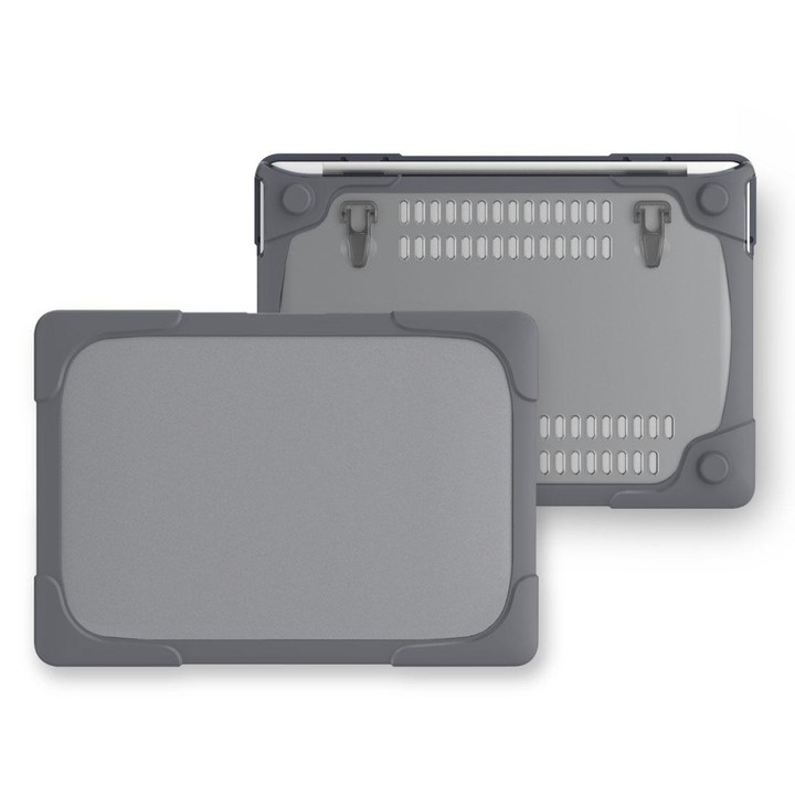 For Macbook Pro 13.3 inch (A1708) & with Touchbar (A1706) Laptop TPU + PC Folding Shockproof Protective Case with Holder(Grey)