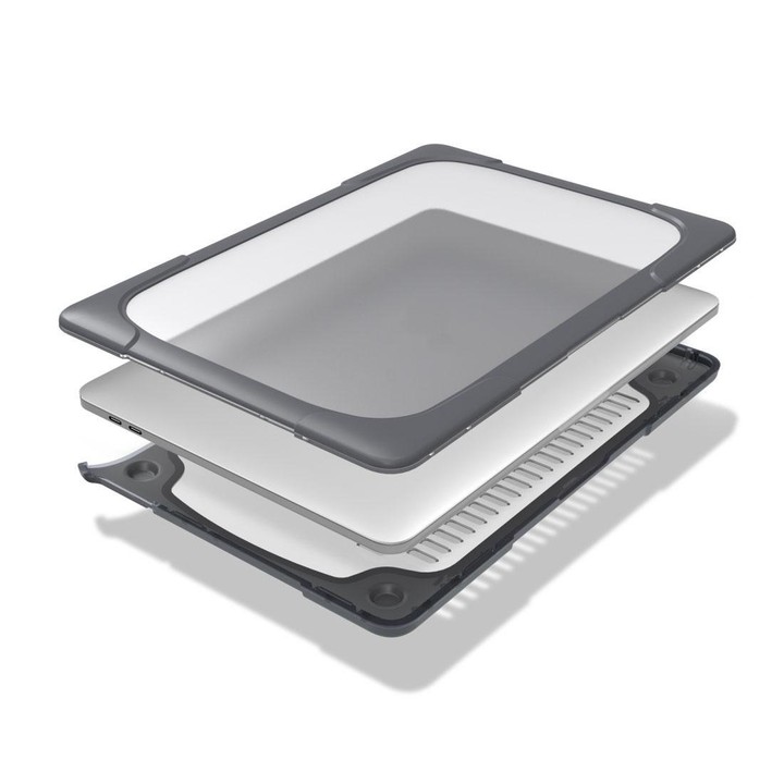 For Macbook Pro 13.3 inch (A1708) & with Touchbar (A1706) Laptop TPU + PC Folding Shockproof Protective Case with Holder(Grey)