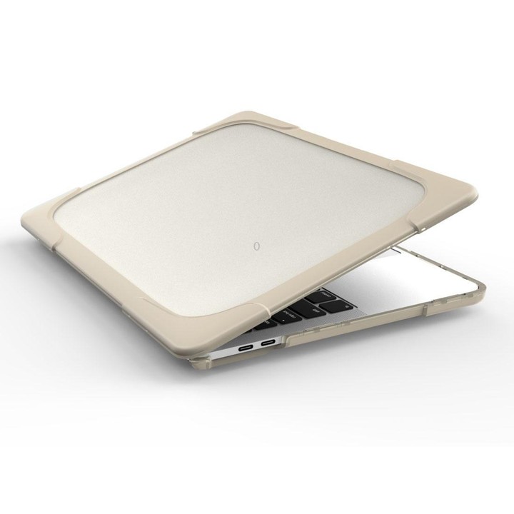 For Macbook Pro 13.3 inch (A1708) & with Touchbar (A1706) Laptop TPU + PC Folding Shockproof Protective Case with Holder(Khaki)