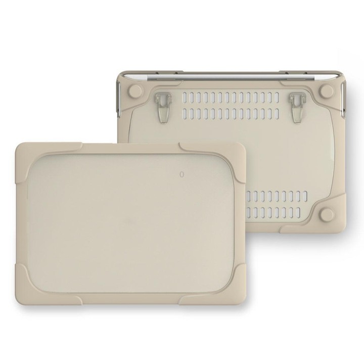 For Macbook Pro 13.3 inch (A1708) & with Touchbar (A1706) Laptop TPU + PC Folding Shockproof Protective Case with Holder(Khaki)