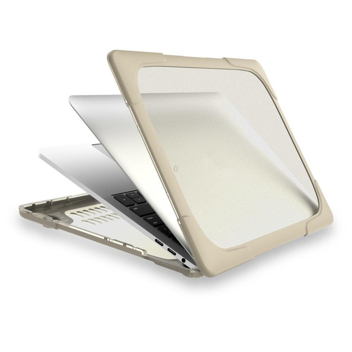 For Macbook Pro 13.3 inch (A1708) & with Touchbar (A1706) Laptop TPU + PC Folding Shockproof Protective Case with Holder(Khaki)