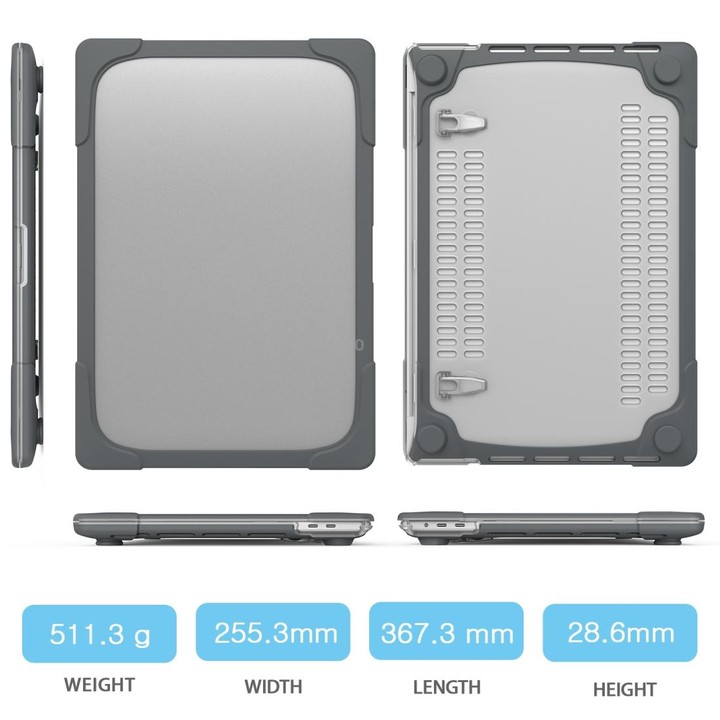 For MacBook Pro 16 inch A2141 (2019) PC + TPU Two Colors Laptop Protective Case(Grey)