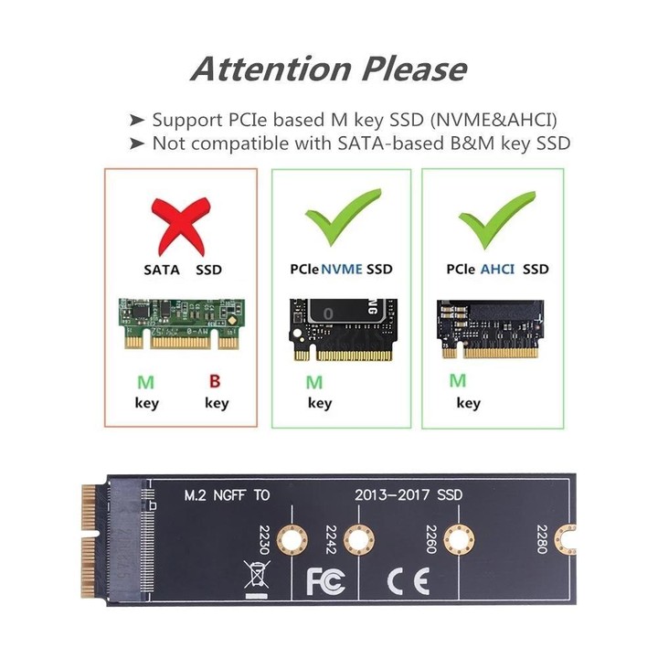M.2 PCIE NVME SSD to Mac Book Air Pro 2013-2017 SSD Hard Drive Adapter Board For A1465 A1466 A1398 A1502