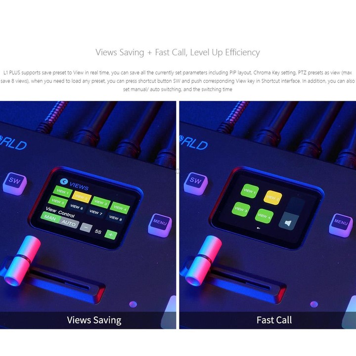 FEELWORLD L1 PLUS Multi-camera Video Mixer Switcher Touch Screen PTZ Control USB3.0 Fast Streaming Switcher (US Plug)