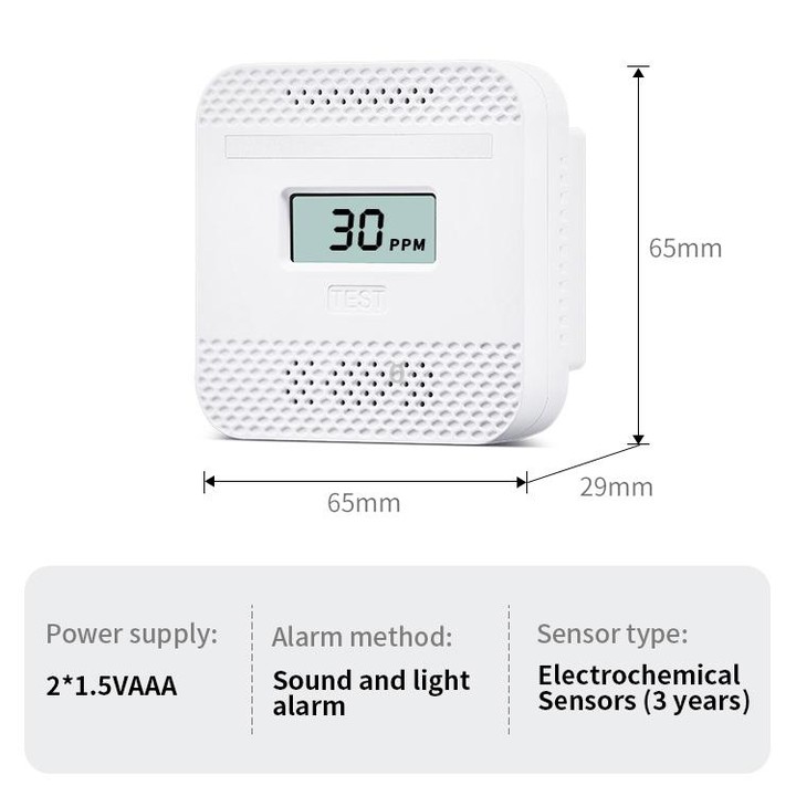 XY-C610 Car Mini Digital Display Carbon Monoxide Smoke Detector Alarm without Battery