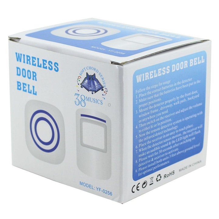 FY-0256 2 in 1 PIR Infrared Sensors (Transmitter + Receiver) Wireless Doorbell Alarm Detector for Home / Office / Shop / Factory