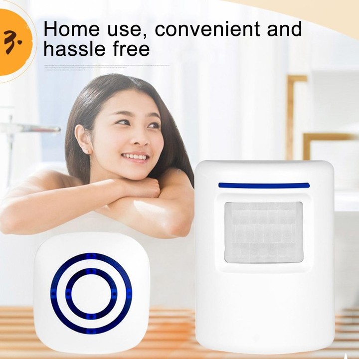 FY-0256 2 in 1 PIR Infrared Sensors (Transmitter + Receiver) Wireless Doorbell Alarm Detector for Home / Office / Shop / Factory