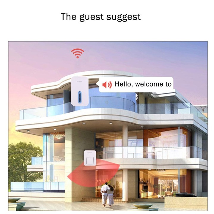 AITENG V017G Life Waterproof Battery-Free Wireless Doorbell, 1 Receiver + 1 x Transmitter, Receiver Distance: 130m, US Plug