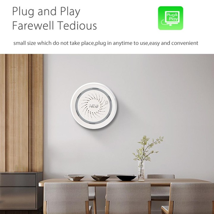 NEO NAS-AB02W WiFi USB Siren Alarm Sensor for Home Alarms Security