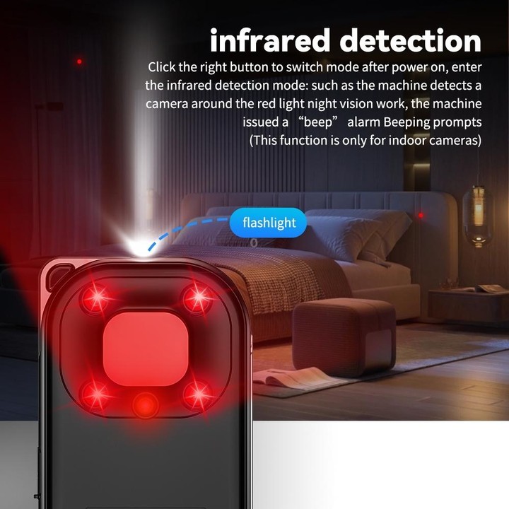 T03 Multi-function Camera Detector Scanner Anti-Peep Eavesdropping Anti-Monitoring Signal Detector (Black)