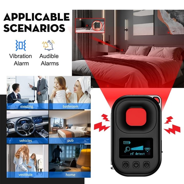 T03 Multi-function Camera Detector Scanner Anti-Peep Eavesdropping Anti-Monitoring Signal Detector (Black)