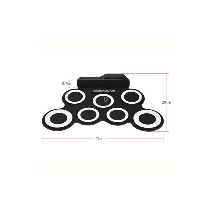 Portable Silicone Hand Roll USB Electronic Drum(Black)