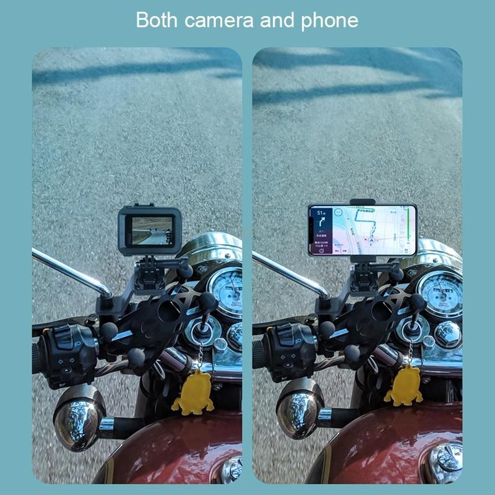 RUIGPRO Motorcycle Handlebar Alloy Phone Bracket for GoPro, Insta360, DJI and Other Action Cameras(Gold)