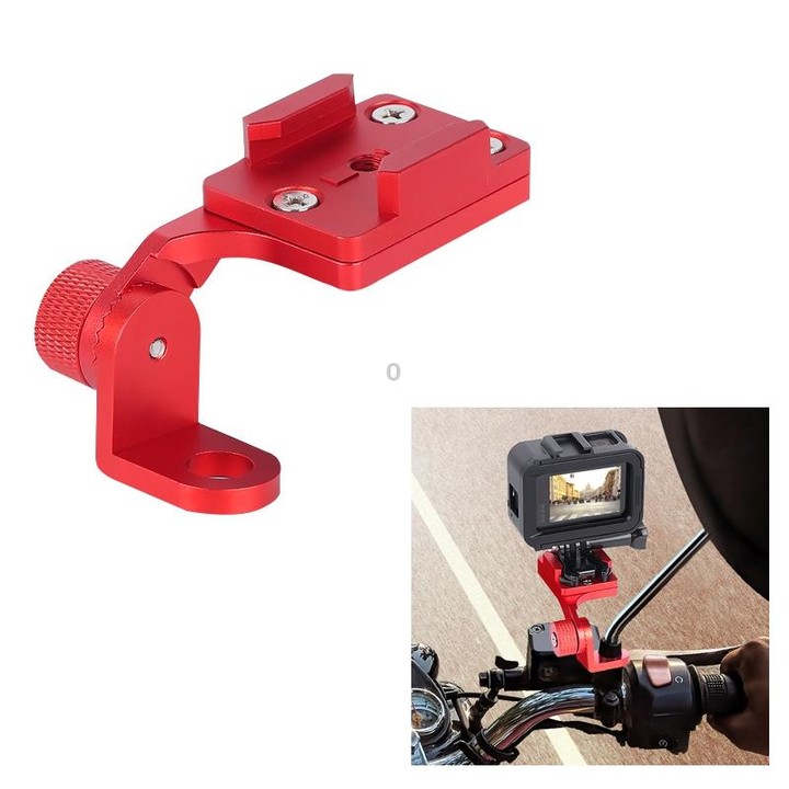 RUIGPRO Motorcycle Handlebar Alloy Phone Bracket for GoPro, Insta360, DJI and Other Action Cameras(Red)