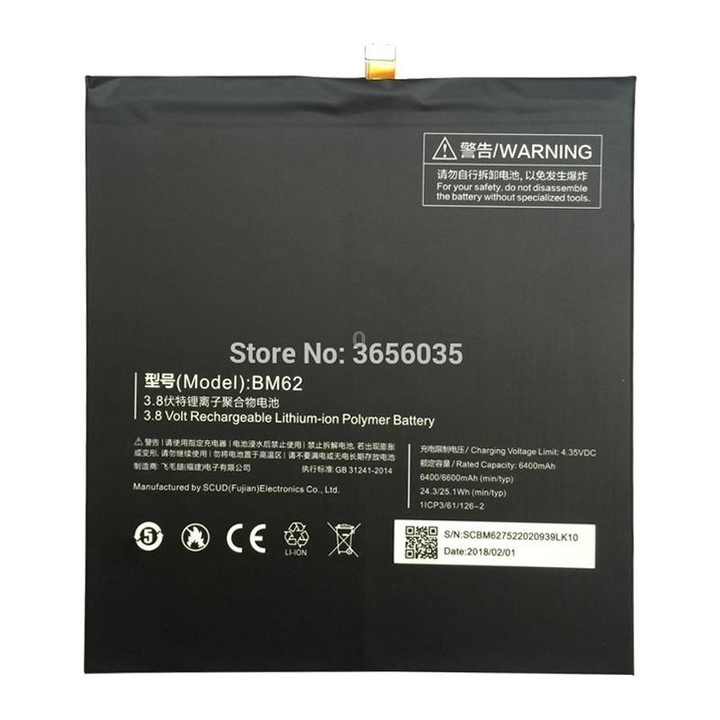 BM62 6400mAh for Xiaomi Mi Pad 3 Li-Polymer Battery