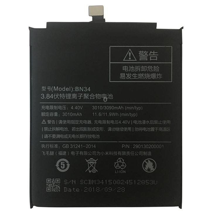 BN34 3010mAh for Xiaomi Redmi 5A Li-Polymer Battery