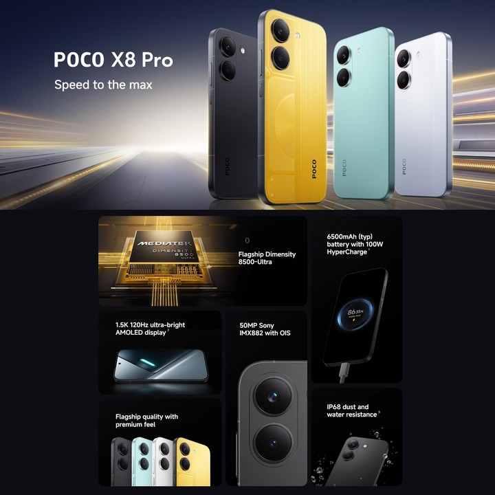[HK Warehouse] Xiaomi POCO X8 Pro Global, 12GB+512GB, In-screen Fingerprint, 6.59 inch Xiaomi HyperOS 3 Dimensity 8500-Ultra Oct