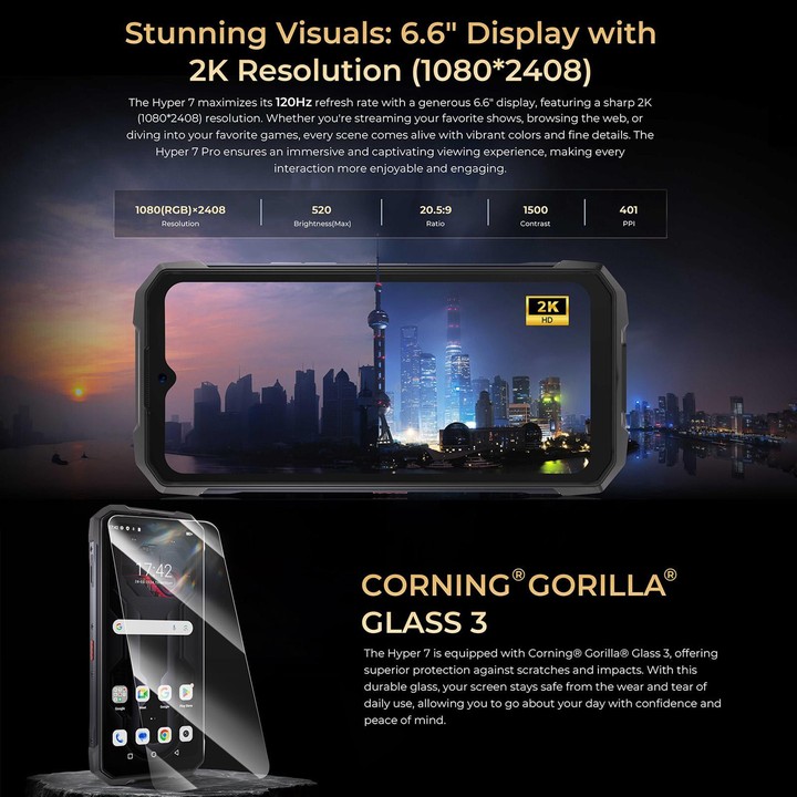 [HK Warehouse] HOTWAV Hyper 7 Rugged Phone, 8GB+256GB, 10800mAh, 6.6 inch Android 14 MediaTek Dimensity 7050 5G, Network: 5G, OT