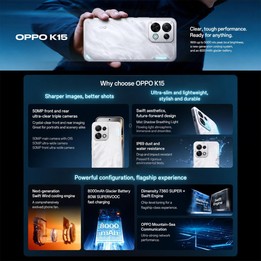 OPPO K15, 12GB+256GB, Screen Fingerprint, 6.59 inch ColorOS 16.0 Android 16 Dimensity 7360 SUPER Octa Core, NFC, Network: 5G (Wh
