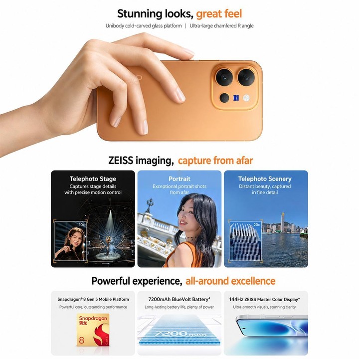 vivo X300 E, 12GB+256GB, 3D Ultrasonic Fingerprint, 6.59 inch OriginOS 6 Android 16 Snapdragon 8 Gen 5 Octa Core, OTG, NFC, Netw