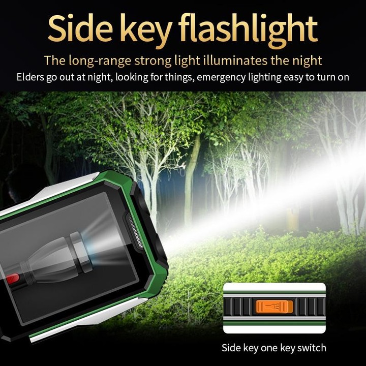 A6 4G Full Network Triple Proofing Elder Phone, Waterproof Shockproof Dustproof, 6800mAh Battery, 2.4 inch, 21 Keys, LED Flashli