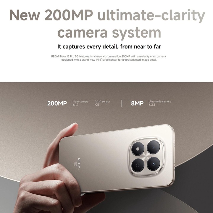 [HK Warehouse] Xiaomi Redmi Note 15 Pro 5G Global, 12GB+256GB, In-screen Fingerprint, 6.83 inch Xiaomi HyperOS 2 MediaTek Dimens