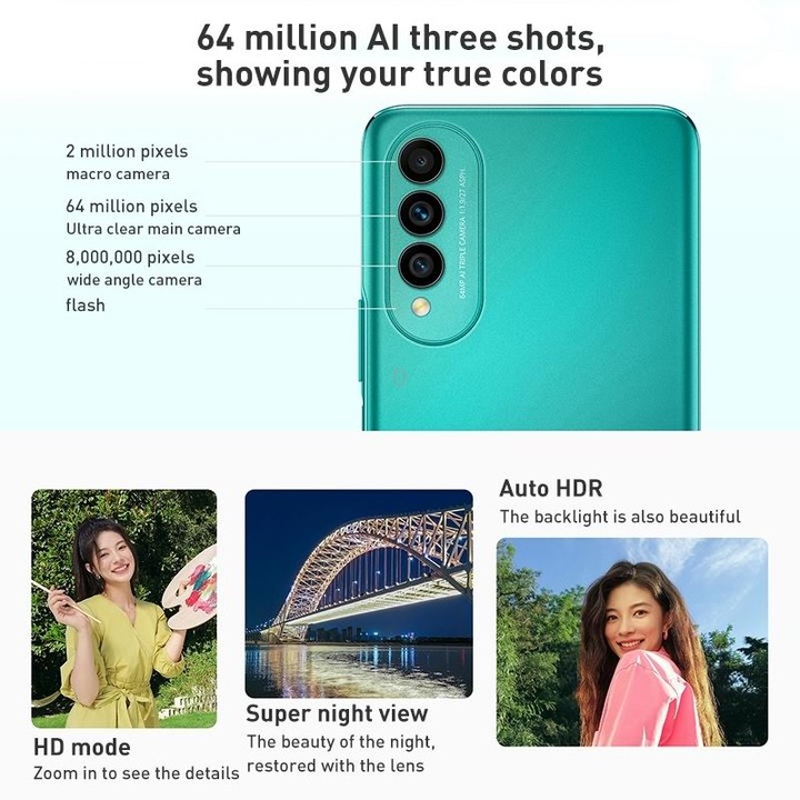 HUAWEI nova 10z 128GB CHA-AL80, 64MP Cameras, China Version, Triple Back Cameras, Side Fingerprint Identification, 6.6 inch Harm