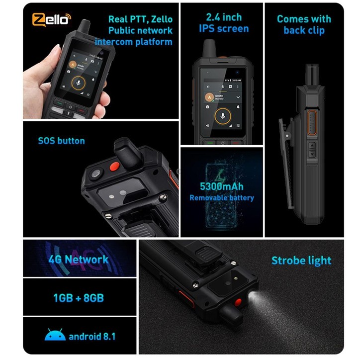 UNIWA F80 Walkie Talkie Rugged Phone, 1GB+8GB, Waterproof Dustproof Shockproof, 5300mAh Battery, 2.4 inch Android 8.1 Qualcomm M