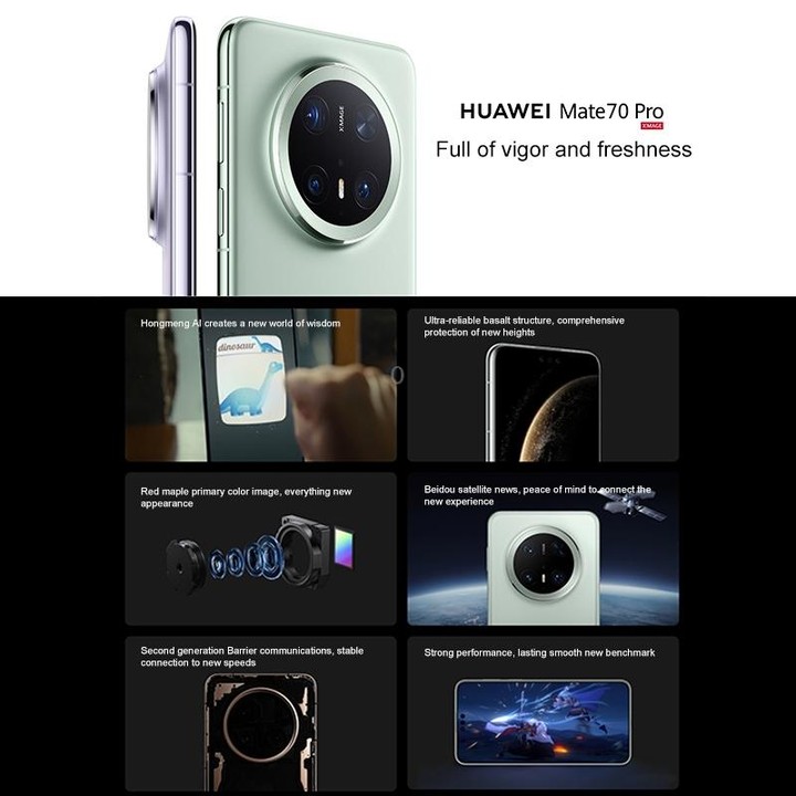 HUAWEI Mate 70 Pro, 12GB+1TB, Harmony AI, 3D Face & Side Fingerprint Identification, 6.9 inch HarmonyOS 4.3, NFC, OTG, Not Suppo