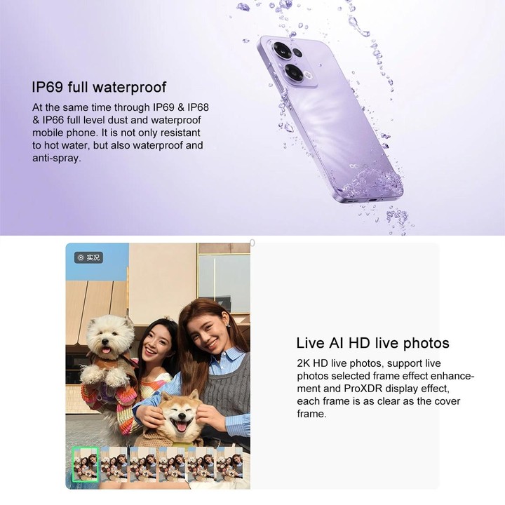 OPPO Reno13 AI Phone, 12GB+512GB, Screen Fingerprint, 6.59 inch ColorOS 15.0 Dimensity 8350 Octa Core, NFC, OTG, Network: 5G (Pu