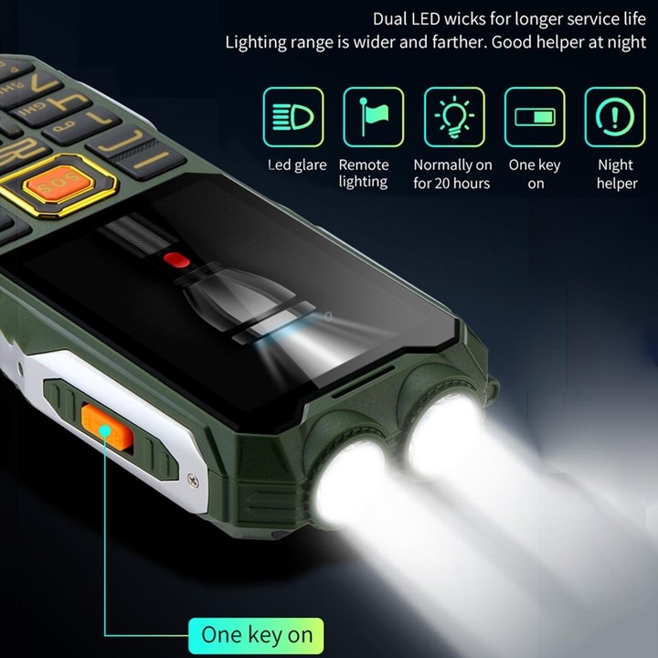 Q8-1 Triple Proofing Elder Phone, 16800mAh Battery, 2.4 inch, 21 Keys, Bluetooth, LED Flashlight, FM, SOS, Dual SIM, Network: 4G