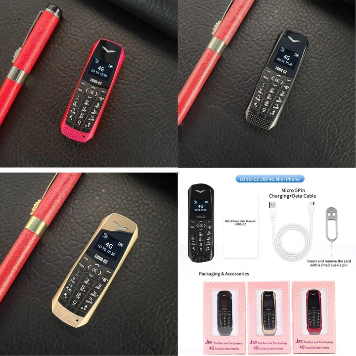 LONG-CZ J60 4G Mini Phone, 1.77 inch Unisoc T107, 21 Keys, Network: 4G, Single SIM (Black)