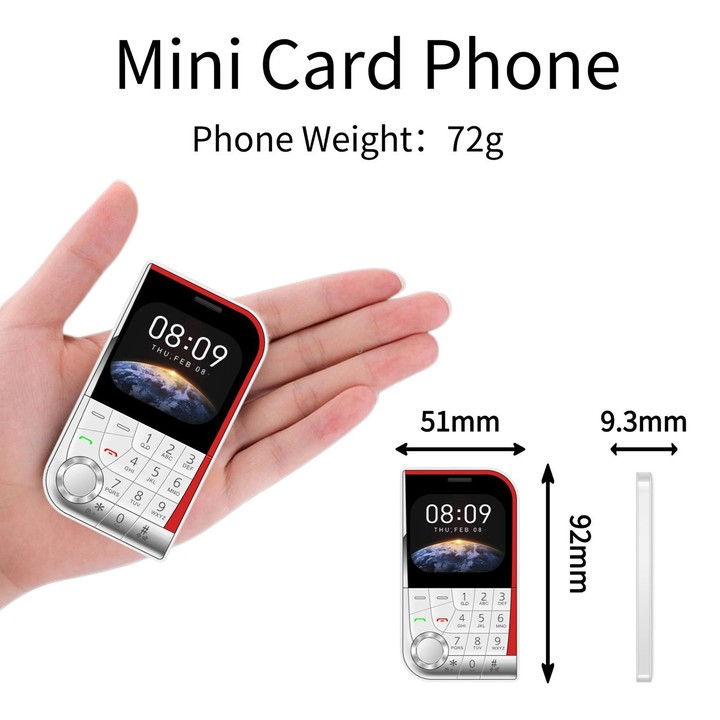 V10 Card Mobile Phone, 2.01 inch, MTK6261D, Support Bluetooth, FM, Torch, GSM, Dual SIM (White)