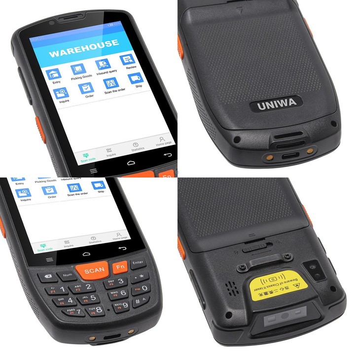 UNIWA HS006 Industrial PDA QR Code Scanner, 3GB+32GB, 4.0 inch Android 11 MediaTek MT6762 Octa Core, NFC, Network: 4G (UK Plug)