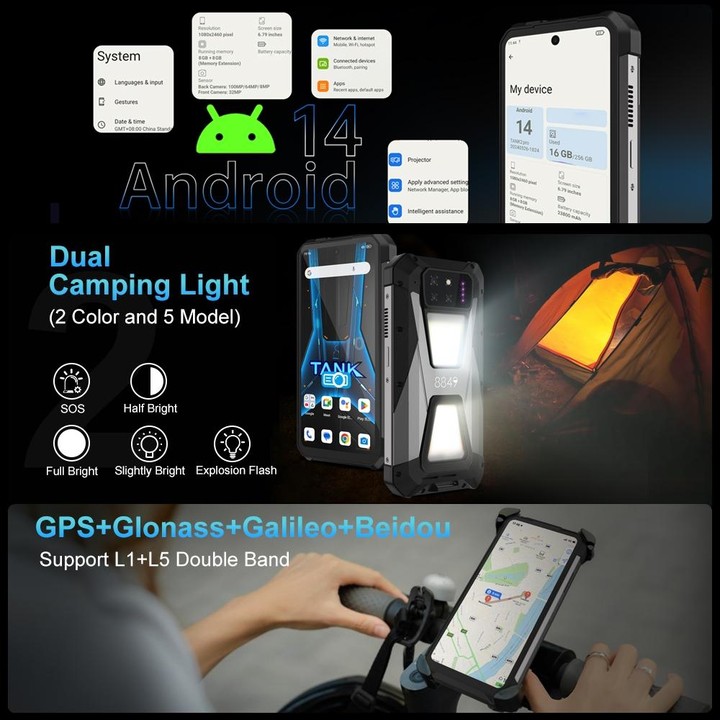 [HK Warehouse] Unihertz 8849 Tank 3S Night Vision Projector Rugged Phone, 16GB+512GB, 6.79 inch Android 14 Dimensity 8200 Octa C