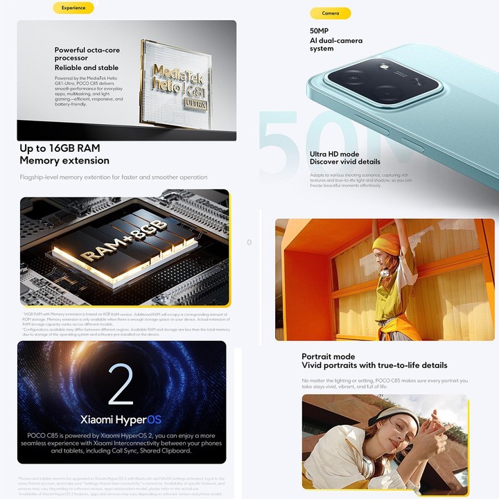 [HK Warehouse] Xiaomi POCO C85 Global, 6GB+128GB, Side Fingerprint, 6.9 inch Xiaomi HyperOS 2 MediaTek Helio G81-Ultra Octa Core