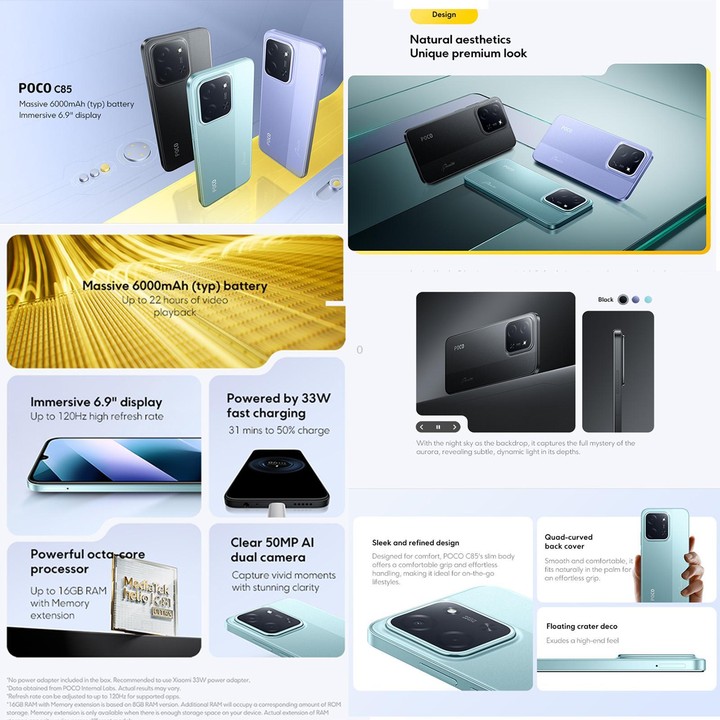 [HK Warehouse] Xiaomi POCO C85 Global, 6GB+128GB, Side Fingerprint, 6.9 inch Xiaomi HyperOS 2 MediaTek Helio G81-Ultra Octa Core