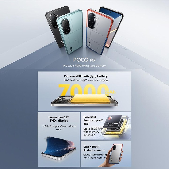 [HK Warehouse] Xiaomi POCO M7 Global, 8GB+256GB, Side Fingerprint, 6.9 inch Xiaomi HyperOS 2 Snapdragon 685 4G Octa Core, NFC, N